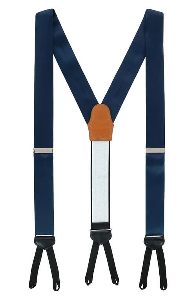 Trafalgar Sutton Silk Suspenders in Navy at Nordstrom