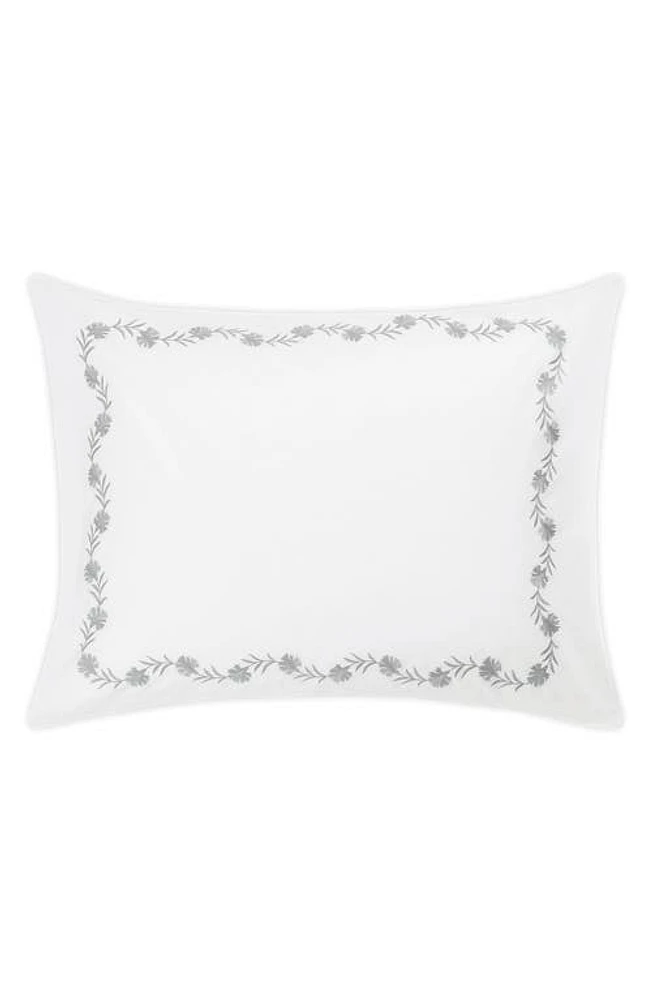 Matouk Daphne Floral Embroidered Sham in Silver at Nordstrom