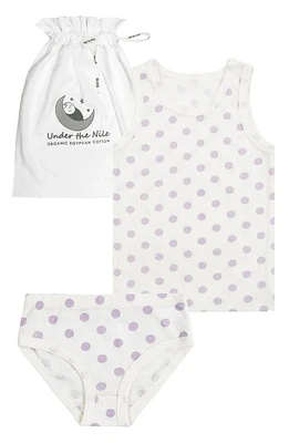 Under the Nile Kids' Organic Cotton Tank Top & Underwear Set in White/Lavender at Nordstrom, Size 2-3Y