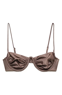 MANGO Shiny Underwire Bikini Top Brown at Nordstrom,