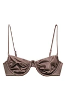 MANGO Shiny Underwire Bikini Top Brown at Nordstrom,