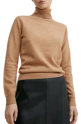 MANGO Turtleneck Cashmere Sweater in Medium Brown at Nordstrom