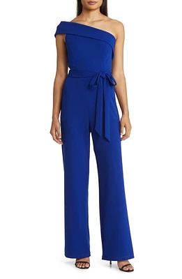 Marina One-Shoulder Belted Jumpsuit Cobalt at Nordstrom,