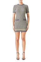 Endless Rose Check Bouclé Sweater Minidress Grey/Yellow at Nordstrom,