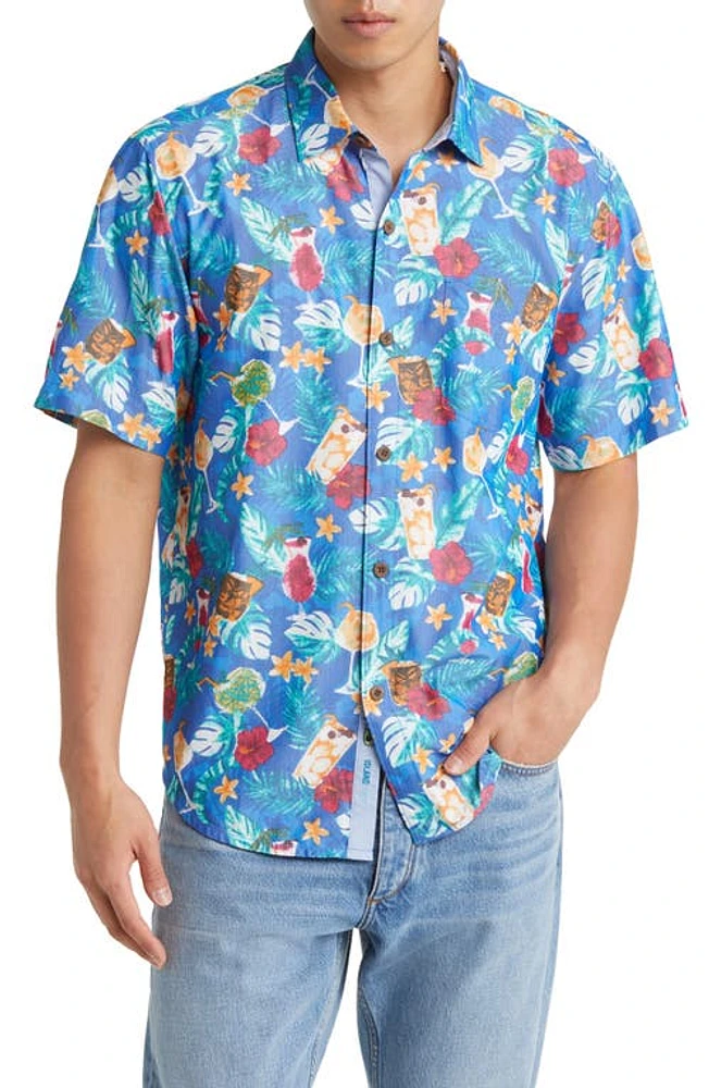 Tommy Bahama Mojito Bay Salud Floral Short Sleeve Button-Up Shirt Campanula at Nordstrom,