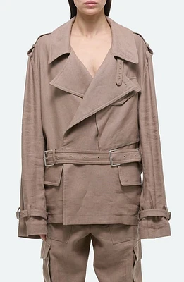 Helmut Lang CR Rider Arch Belted Trench Jacket Driftwood at Nordstrom,