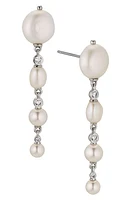 Nadri Siren Cultured Pearl Linear Drop Earrings in Rhodium at Nordstrom