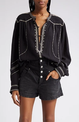 Isabel Marant Étoile Pelson Embroidered Top Black at Nordstrom, Us