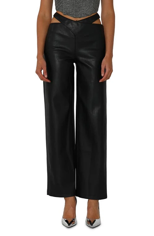 BY. DYLN Atlas Waist Cutout Faux Leather Pants Black at Nordstrom,