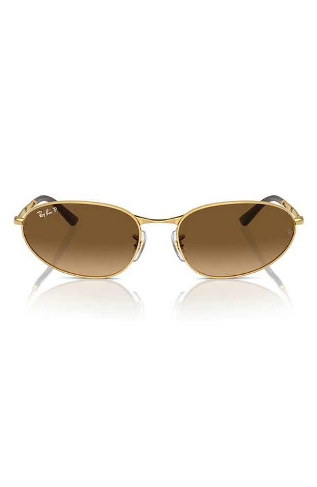 Ray-Ban 56mm Gradient Polarized Oval Sunglasses in Gold Flash at Nordstrom