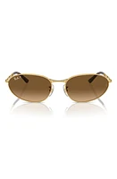 Ray-Ban 56mm Gradient Polarized Oval Sunglasses in Gold Flash at Nordstrom