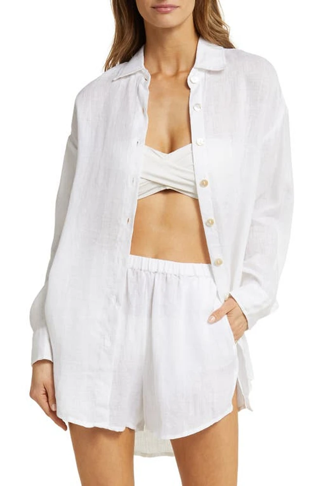 Vitamin A Playa Oversize Linen Cover-Up Shirt at Nordstrom,