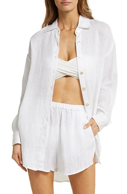 Vitamin A Playa Oversize Linen Cover-Up Shirt at Nordstrom,