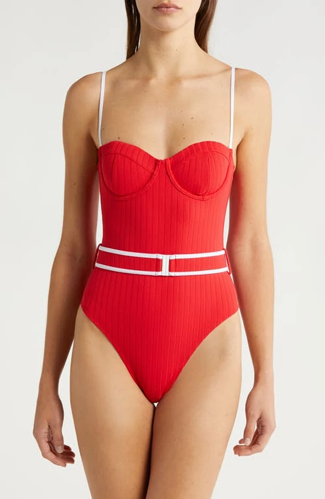 Solid & Striped The Spencer One-Piece Swimsuit Lipstick Red at Nordstrom,