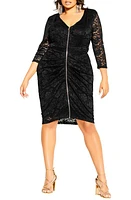 City Chic Lacey Zip Front Cocktail Dress Black at