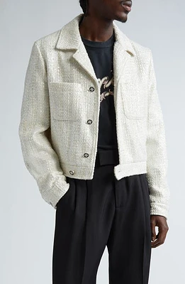 AMIRI Sequin Bouclé Shirt Jacket Alabaster at Nordstrom, Us