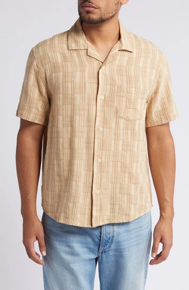 Corridor Check Jacquard Short Sleeve Cotton Button-Up Shirt at Nordstrom,