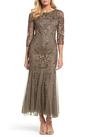 Pisarro Nights Illusion Sleeve Beaded A-Line Gown at Nordstrom,