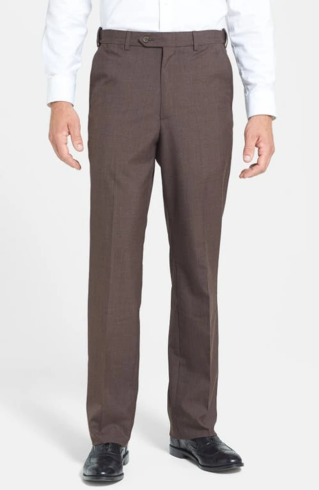 Berle Self Sizer Waist Plain Weave Flat Front Washable Trousers at Nordstrom