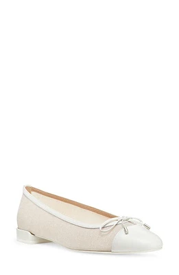 Stuart Weitzman Sleek Cap Toe Bow Flat White. at Nordstrom,