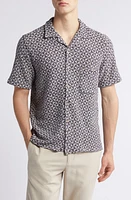 Percival Viscount Geometric Jacquard Knit Camp Shirt Ecru Multi at Nordstrom, R