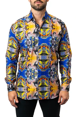 Maceoo Fibonacci Acid Trip Contemporary Fit Button-Up Shirt Blue at Nordstrom,