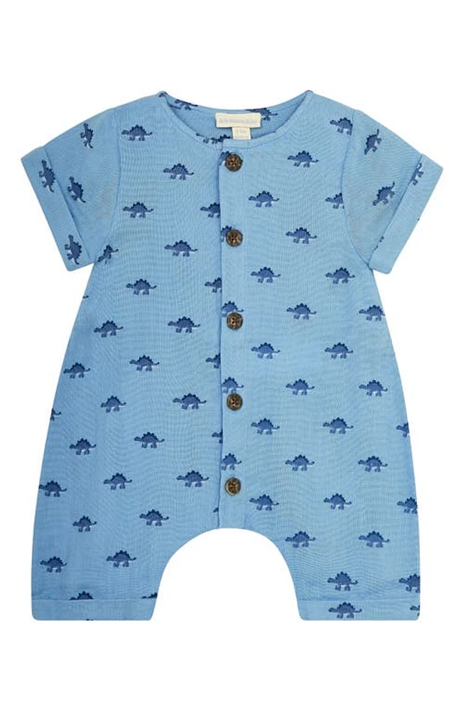 JOJO MAMAN BEBE Dinosaur Cotton Romper Denim at Nordstrom,