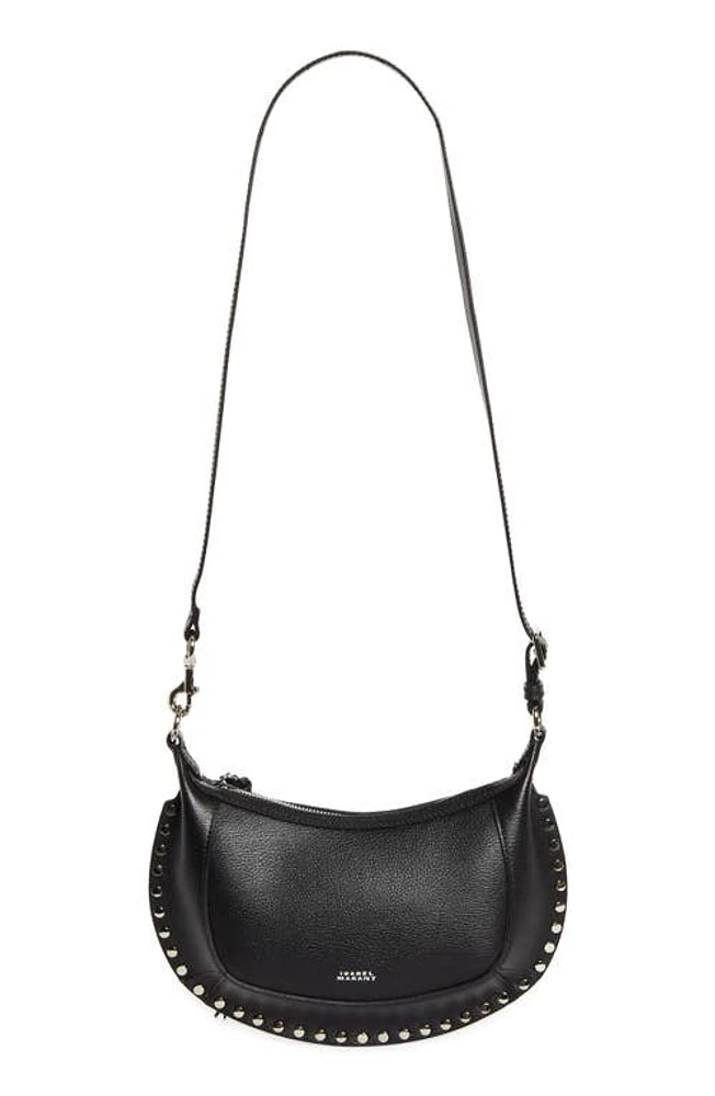 Isabel Marant Oskan Moon Leather Shoulder Bag in Black/Silver at Nordstrom