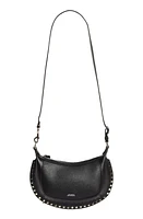 Isabel Marant Oskan Moon Leather Shoulder Bag in Black/Silver at Nordstrom