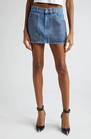 Area Crystal Embellished Denim Miniskirt Medium Indigo at Nordstrom,