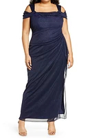 Alex Evenings Cold Shoulder Glitter Column Gown at Nordstrom,