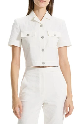 Theory Short Sleeve Crop Jacket White at Nordstrom,