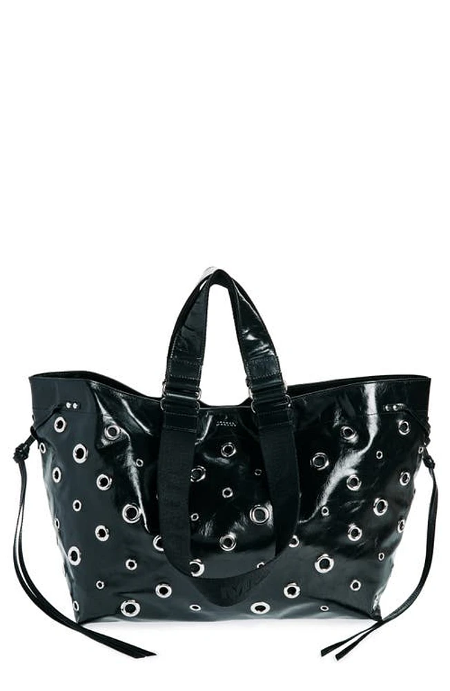 Isabel Marant Wardy Grommet Leather Tote in Black at Nordstrom