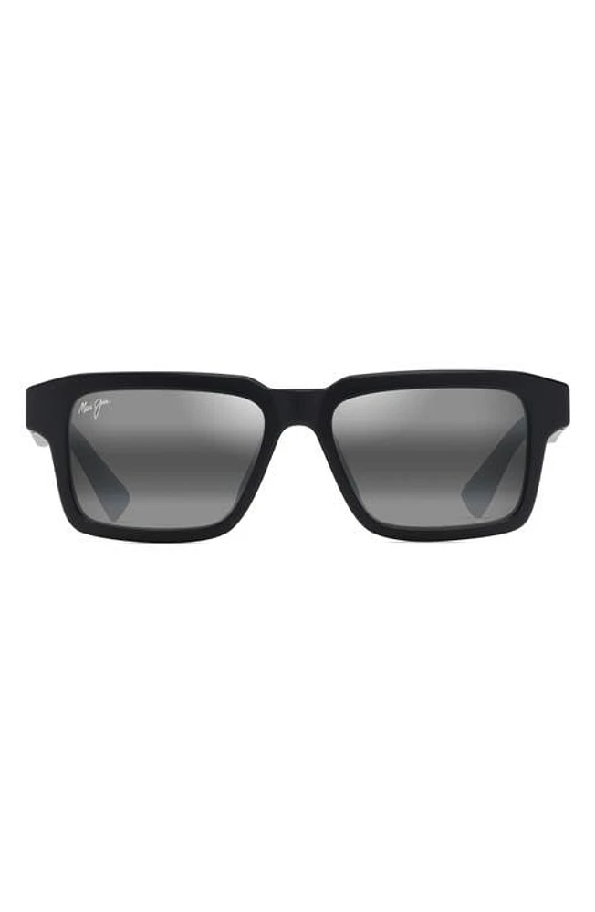 Maui Jim Kahiko 53mm PolarizedPlus2 Gradient Square Sunglasses in Matte Black at Nordstrom