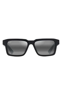 Maui Jim Kahiko 53mm PolarizedPlus2 Gradient Square Sunglasses in Matte Black at Nordstrom