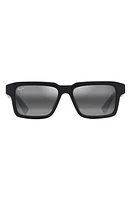 Maui Jim Kahiko 53mm PolarizedPlus2 Gradient Square Sunglasses in Matte Black at Nordstrom