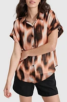 DKNY Print Chiffon Short Sleeve Button-Up Shirt at Nordstrom,