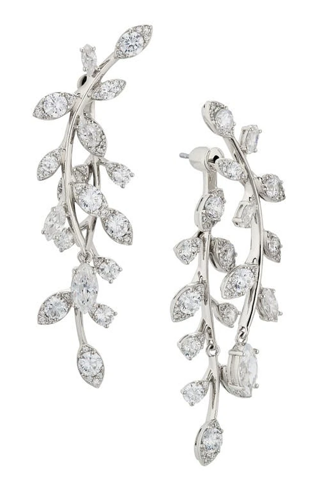 Nadri Whimsy Cubic Zirconia Front/Back Drop Earrings in Rhodium at Nordstrom