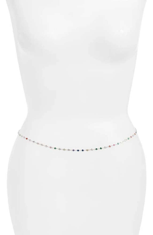 VIDAKUSH Rainbow Crystal Station Belly Chain in Silver at Nordstrom