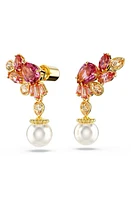 Swarovski Gema Zirconia & Imitation Pearl Drop Earrings in Pink at Nordstrom