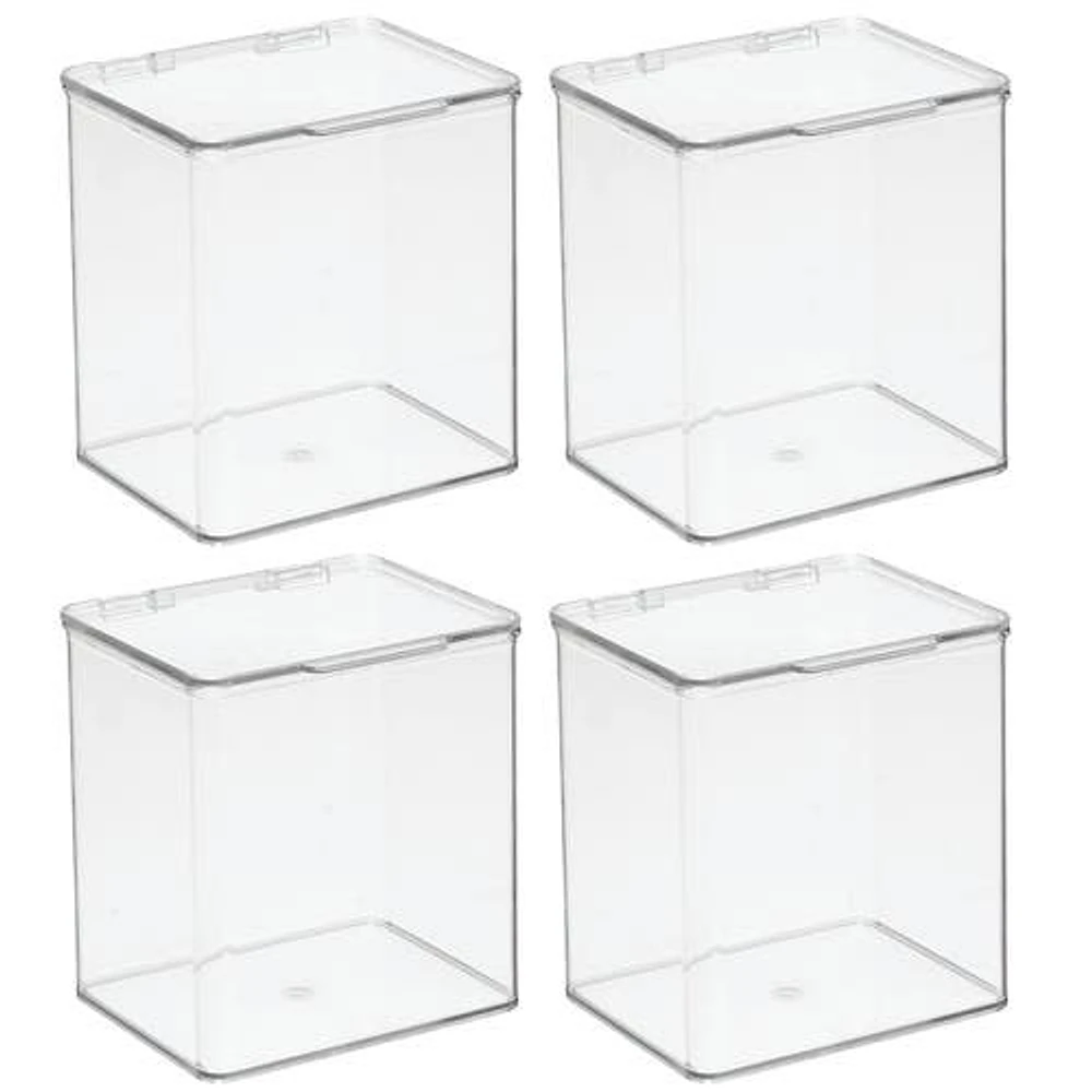 mDesign Plastic Desk Organizer Bin Box, Hinge Lid for Home Office, 4 Pack in Clear at Nordstrom