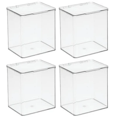 mDesign Plastic Desk Organizer Bin Box, Hinge Lid for Home Office, 4 Pack in Clear at Nordstrom