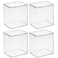 mDesign Plastic Desk Organizer Bin Box, Hinge Lid for Home Office, 4 Pack in Clear at Nordstrom