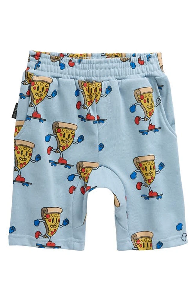 TINY TRIBE Kids' Pizza Skater French Terry Shorts Steel Blue at Nordstrom,