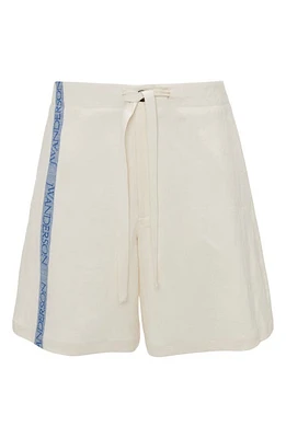 JW Anderson Logo Tape Cotton & Linen Wide Leg Shorts Off White at Nordstrom,