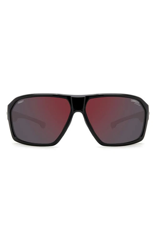 Carrera Eyewear x Dacati Carduc 66mm Oversize Rectangle Flat Top Sunglasses in Black/Rdmir Pz Highco at Nordstrom