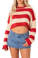 EDIKTED Ozzy Stripe Crop Sweater Red at Nordstrom,