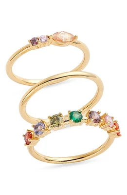 Nordstrom Demi Fine Set of 3 Cubic Zirconia Rings 14K Gold Plated at Nordstrom,