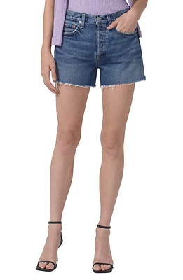 Citizens of Humanity Annabelle Raw Hem High Waist Mid Length Organic Cotton Denim Shorts in Amaretto at Nordstrom, Size 23