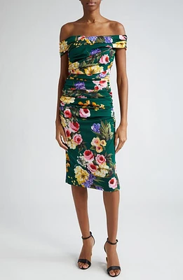 Dolce & Gabbana Garden Floral Print Charmeuse Sheath Dress Black Purple at Nordstrom, Us